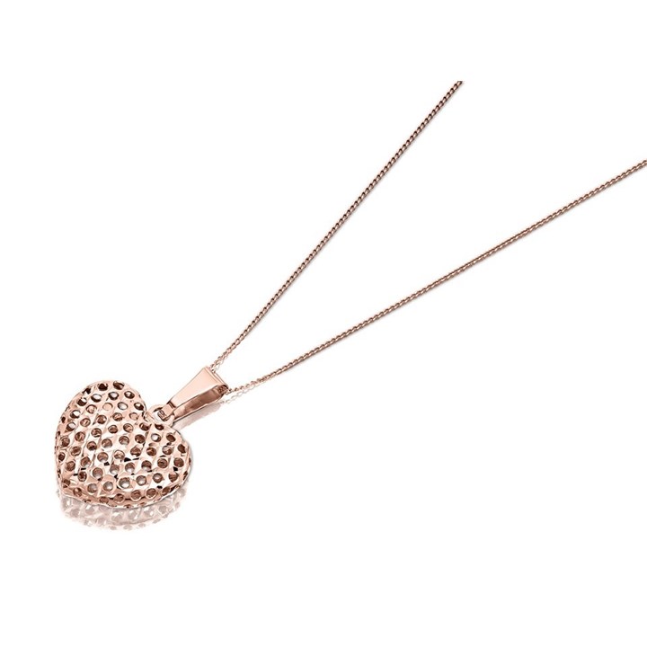 9ct Rose Gold Sparkle Heart Necklace - R8756
