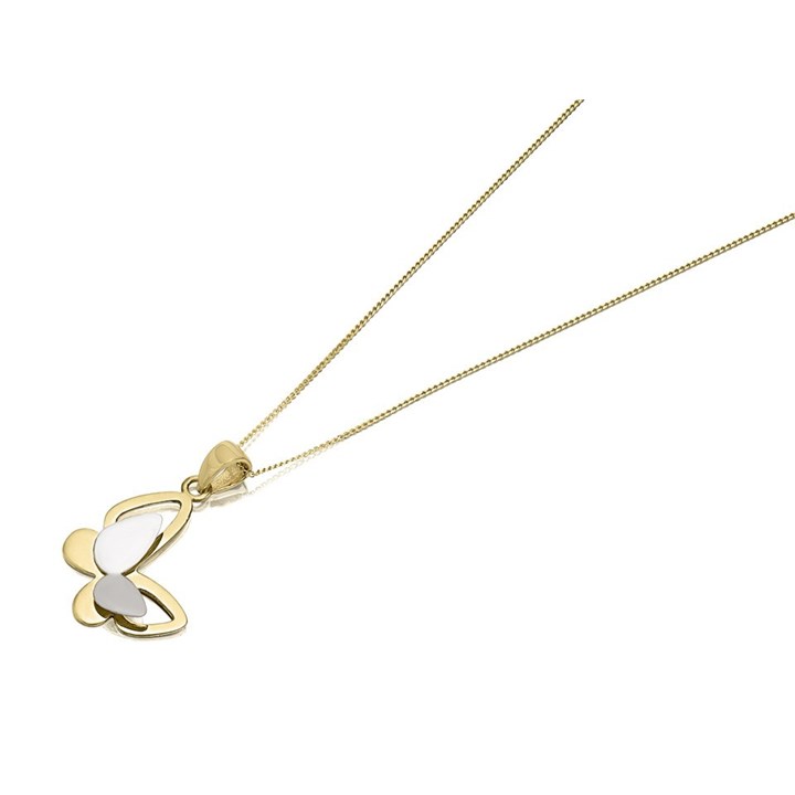 9ct Gold Two Colour Butterfly Necklace - R8759