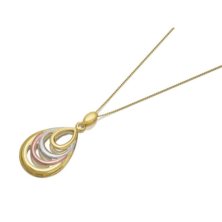 9ct Gold Three Colour Teardrop Necklace - R8761