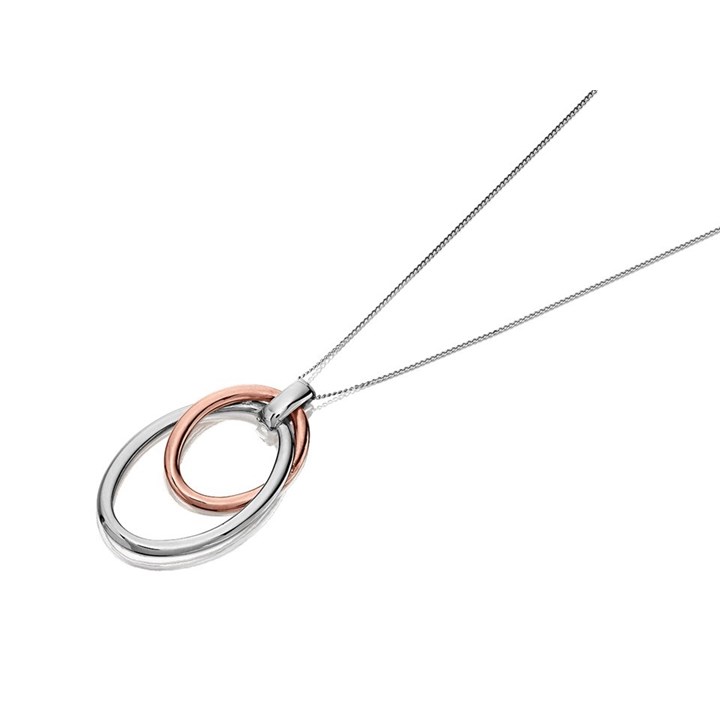 9ct White And Rose Gold Linked Oval Necklace - R8771