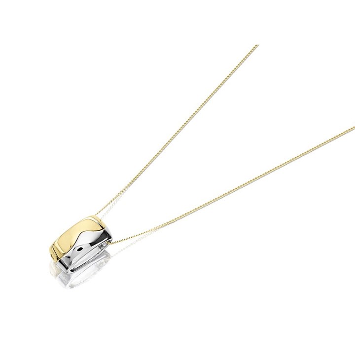 9ct Two Colour Gold Abstract Barrel Necklace - R8779
