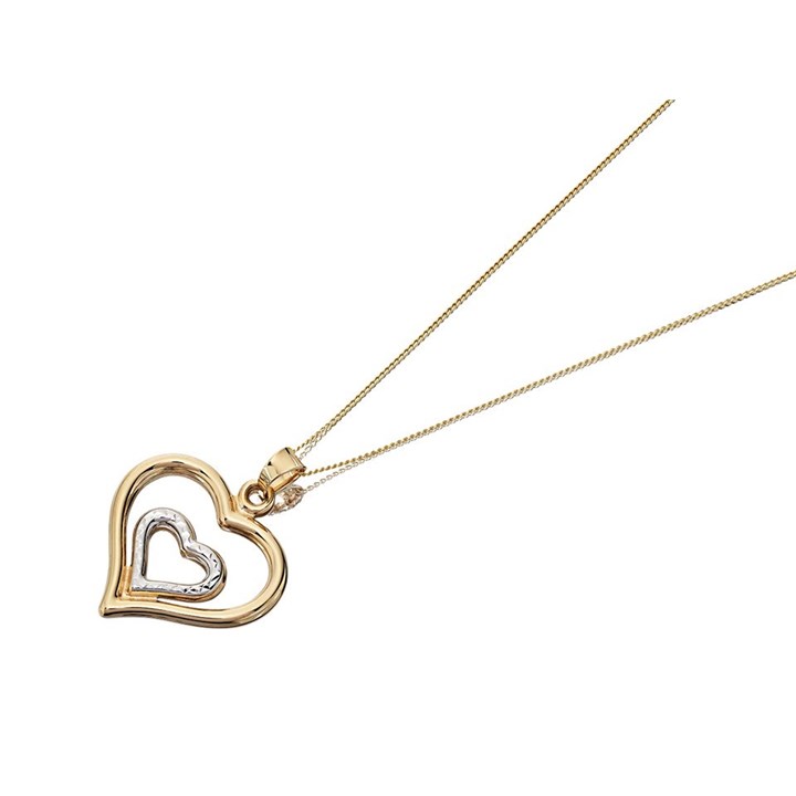 9ct Gold Two Colour Double Heart Necklace - R8808