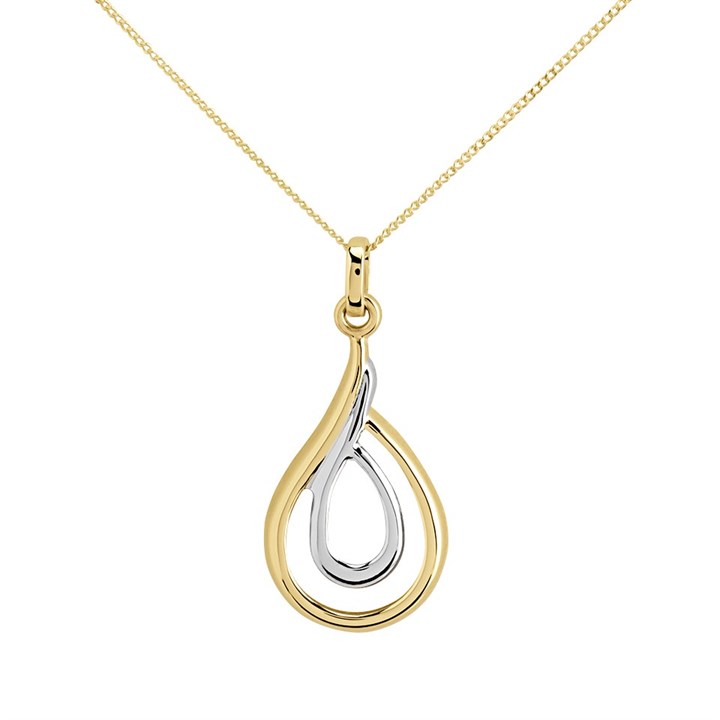 9ct Two Colour Gold Drop Necklace - R8811