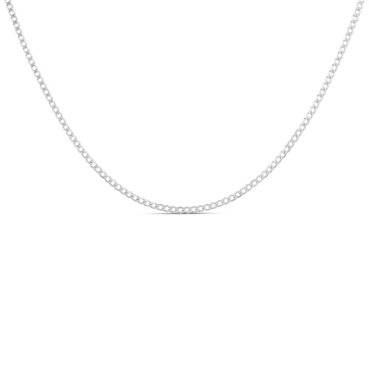 9ct White Gold 22in Solid Flat Curb Chain - R9043