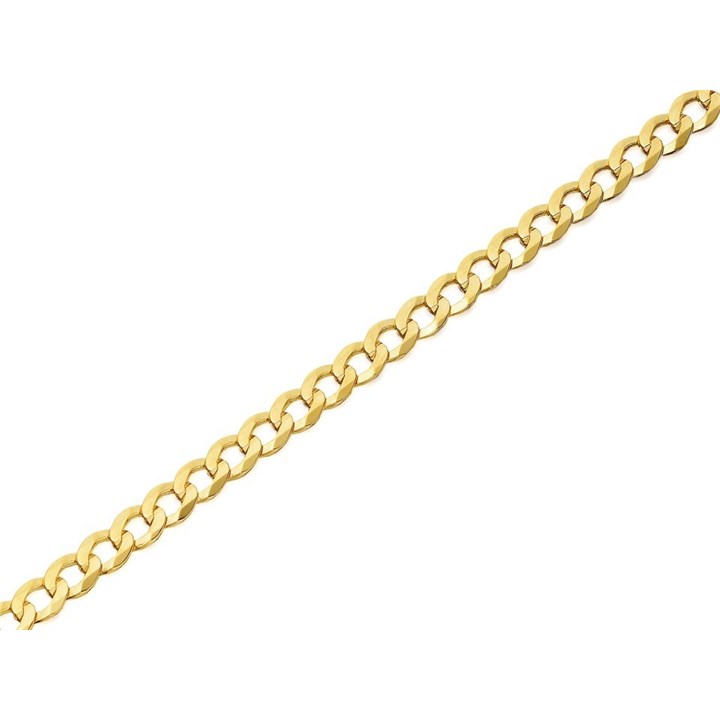 9ct Gold 3mm Wide Diamond Cut Solid Curb Chain - 18in - R9081