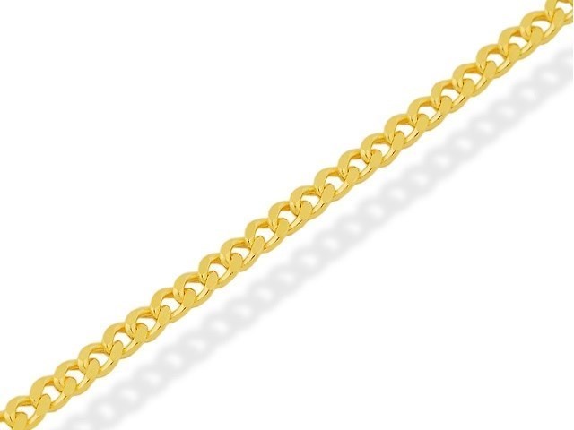9ct Gold 2mm Wide Hollow Curb Chain - 22in - R9097