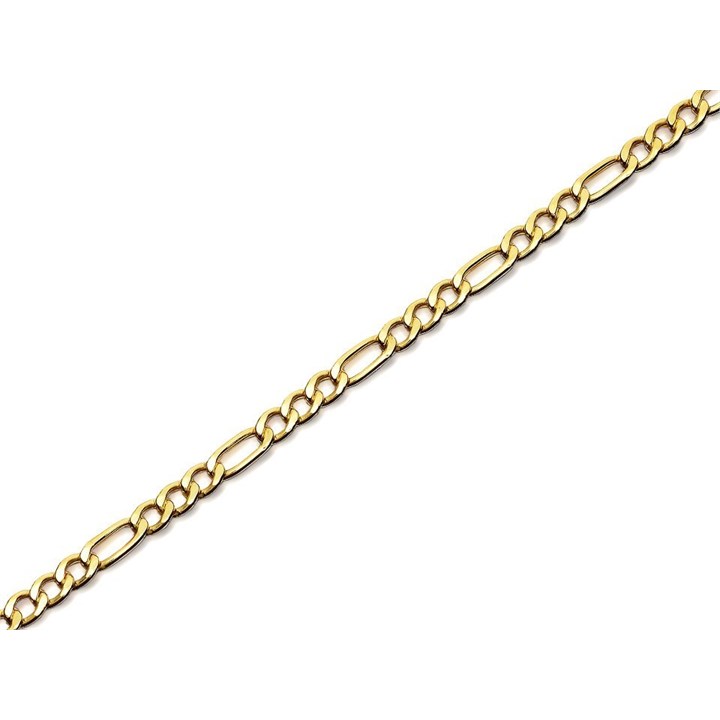 9ct Gold 3mm Wide Hollow Figaro Chain - 20in - R9103