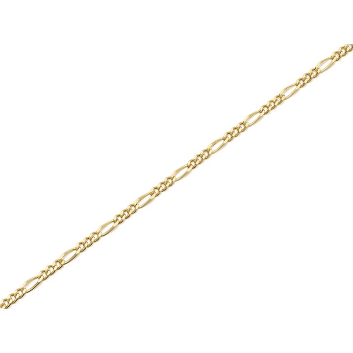 9ct Gold 2mm Wide Diamond Cut Figaro Chain - 20in - R9107