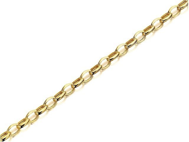 9ct Gold 4mm Wide Oval Hollow Belcher Chain - 16in - R9319