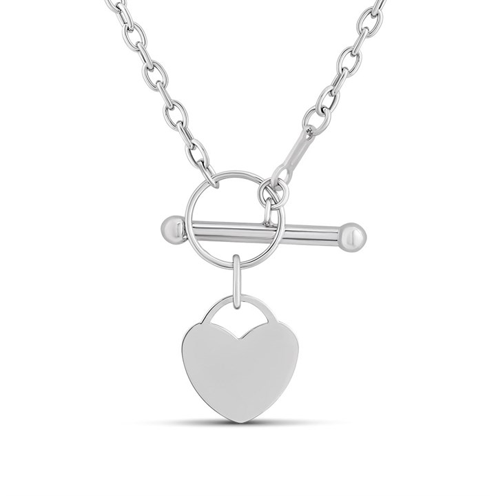 9ct White Gold Heart Toggle Necklet - R9503