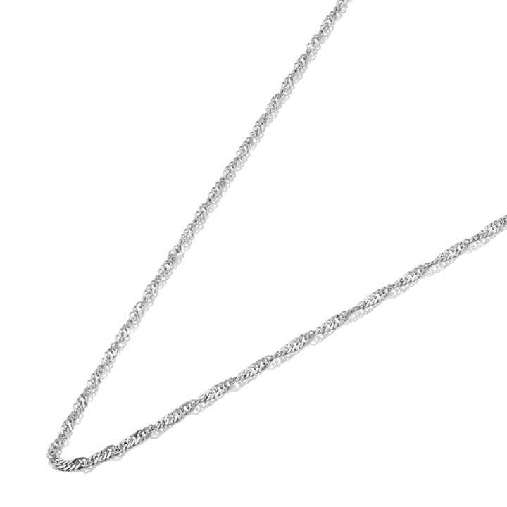 9ct White Gold 2mm Wide Diamond Cut Twist Curb Chain - 18in - R9617