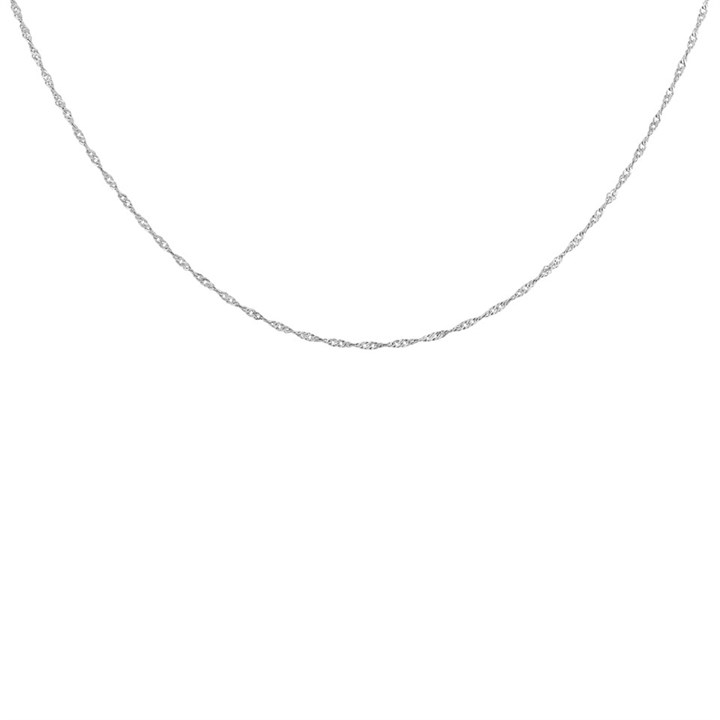 9ct White Gold 1mm Wide Twisted Curb Chain - 16in - R9709