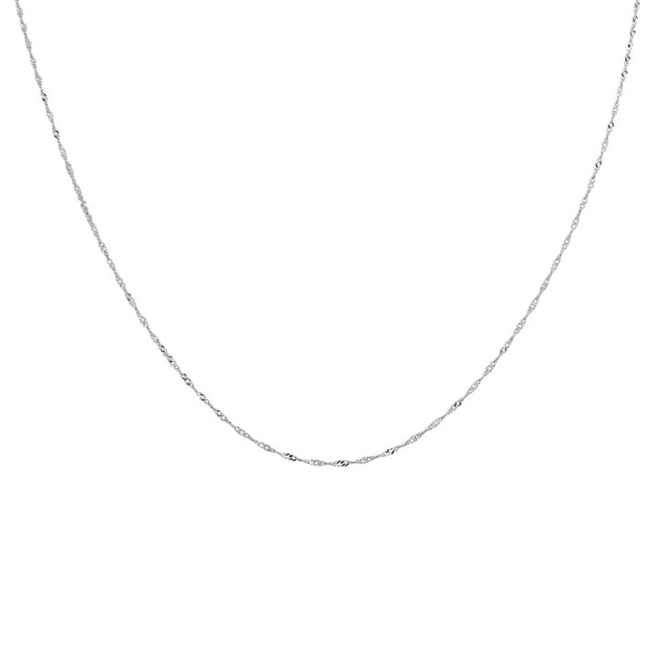 9ct White Gold 1mm Wide Twisted Curb Chain - 20in - R9717