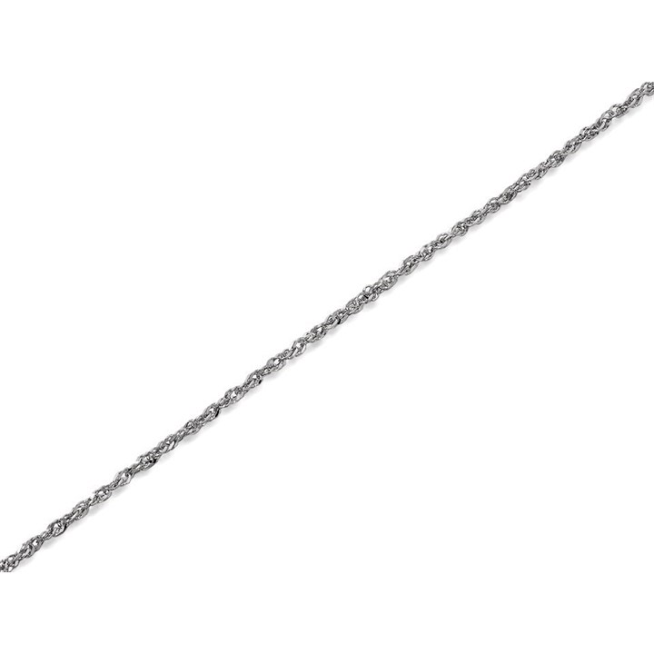 9ct White Gold 1.3mm Wide Diamond Cut Solid Singapore Chain - 16in - R9750