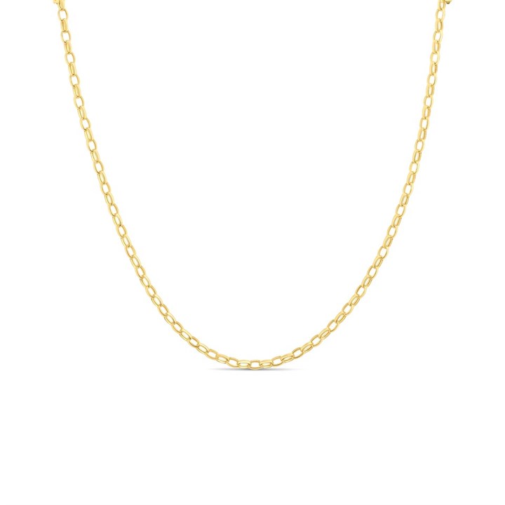 9ct Gold Diamond Cut 18in Oval Belcher Chain - R9839