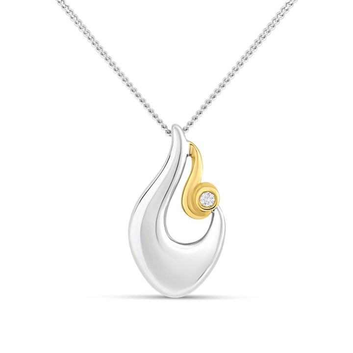 Bonded Silver And 9ct Gold  Diamond Necklace - R9928