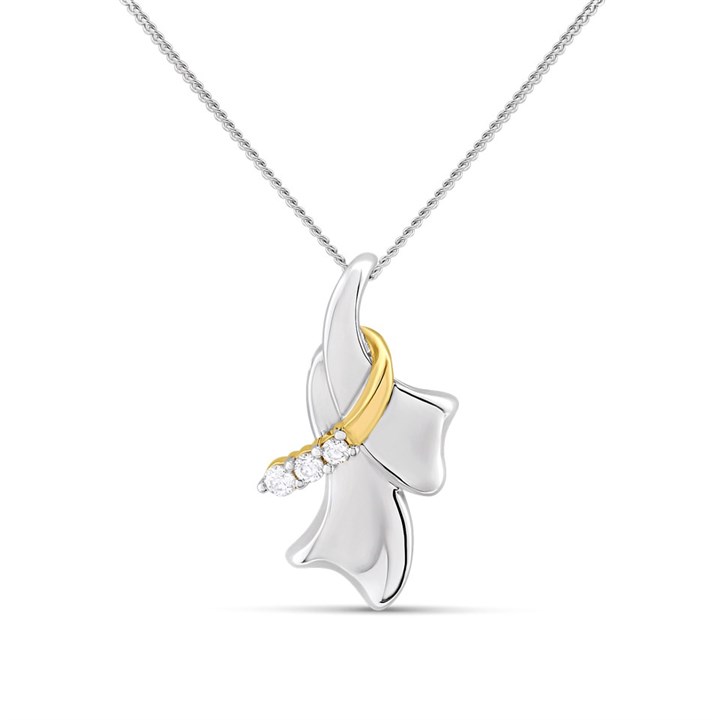Bonded Silver And 9ct Gold Cubic Zirconia Necklace - R9934