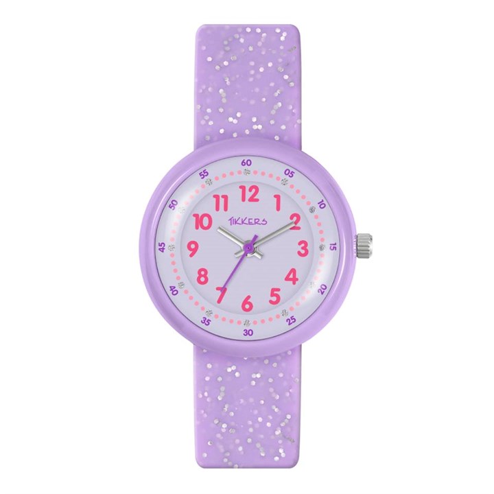 Tikkers ATK1102 Time Teacher Glitter Purple Sili Strap Watch - W01182