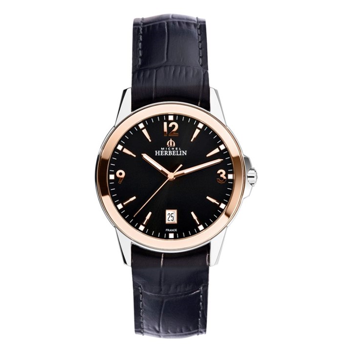 Herbelin 12250-TR14 Ambassador Black Leather Strap Watch - W03142