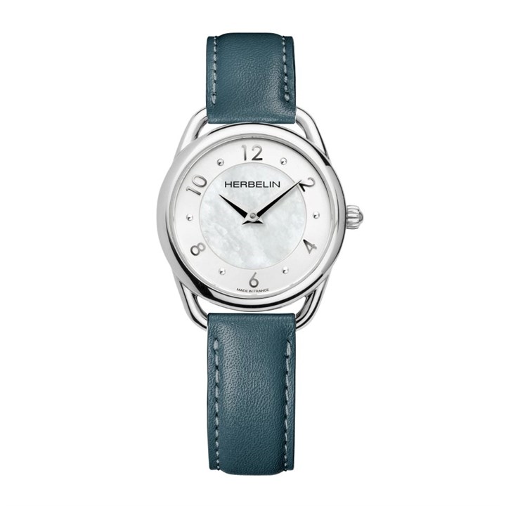 Herbelin 17497AP29BV Equinox Teal Leather Strap Watch - W03151