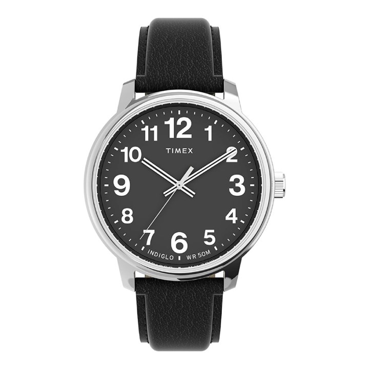 Timex TW2V21400 Easy Reader Indiglo Black Leather Strap Watch - W04207