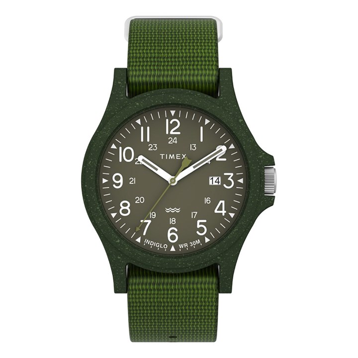 Timex TW2V96000 Trend Indiglo Green Recycled Fabric Strap Watch - W04220