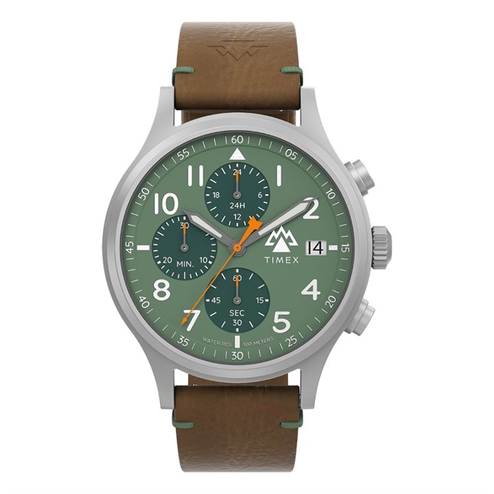 Timex TW2W16400 Expedition North Stainless Steel Green Dial Brown Leather Strap Watch - W04224