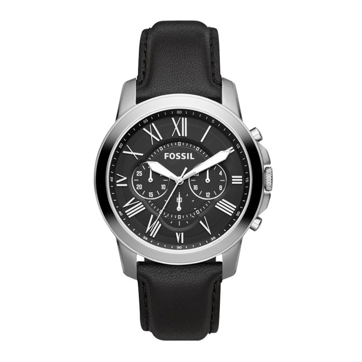 Fossil FS4812 Grant Chronograph Black Leather Strap Watch - W0777