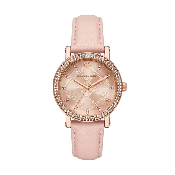 Michael Kors MK2987 Corey Pink Leather Strap Watch - W08170