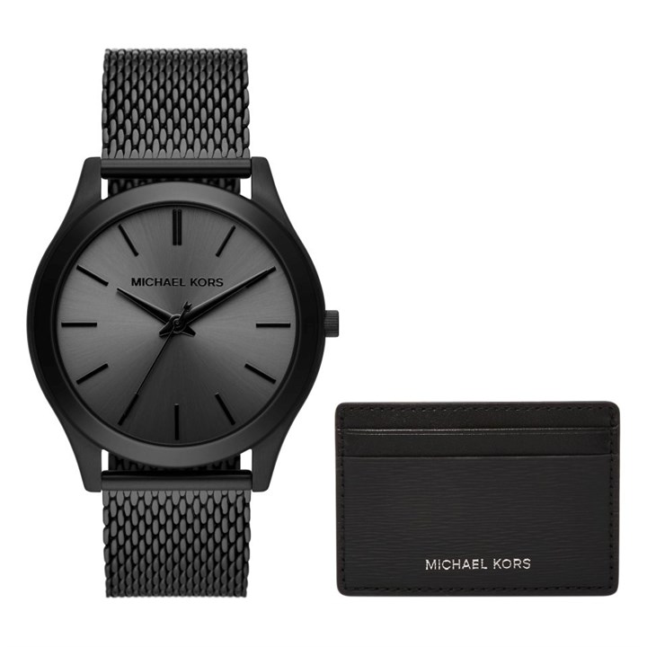 Michael Kors MK1085SET Black IP Mesh Watch And Wallet Set - W08198