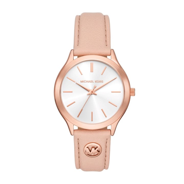 Michael Kors MK7467 Slim Runway Pink Leather Strap Watch - W08208