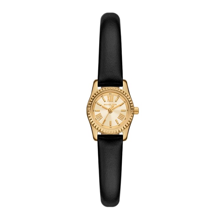 Michael Kors MK4901 Micro Lexington Black Leather Strap Watch - W08253