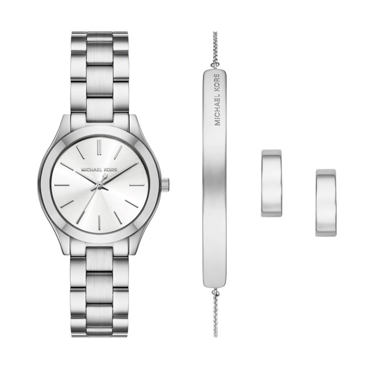 Michael Kors MK7563SET Slim Runway Watch, Bangle & Earrings Gift Set - W08255