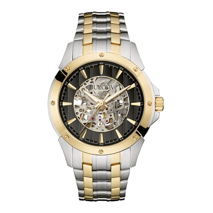 Bulova 98A146 Two Tone Automatic Skeleton Dial Bracelet Watch - W09301