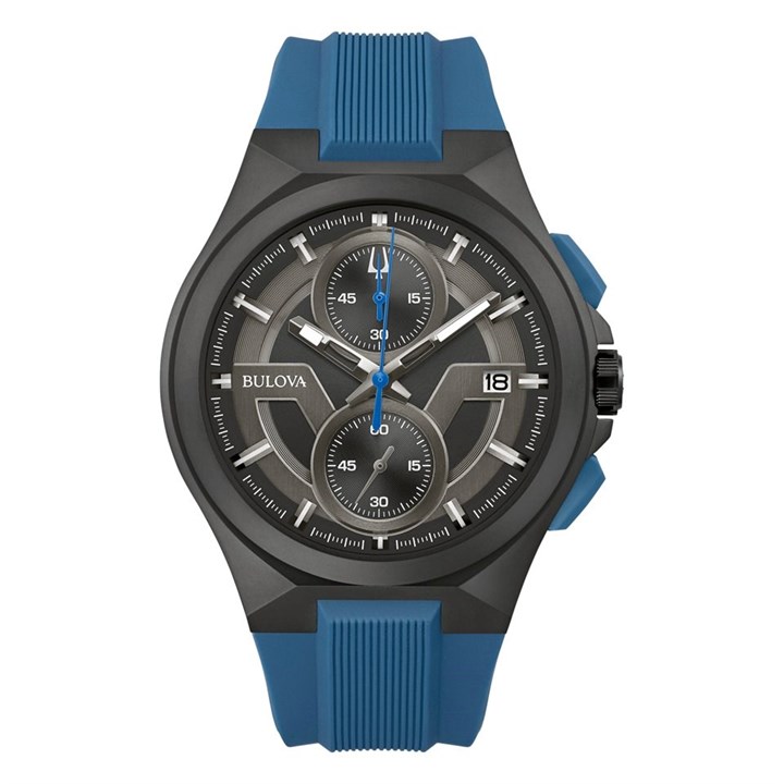 Bulova 98B380 Maquina Chronograph Blue Silicone Strap Watch - W09365