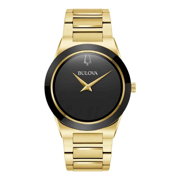 Bulova 97A183 Millenia Gold Tone Black Dial Bracelet Watch - W09388