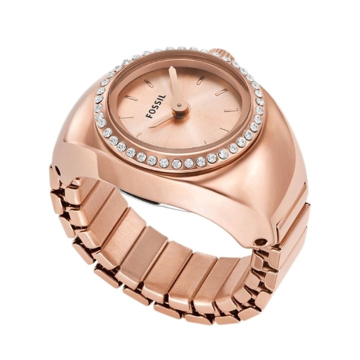 Fossil ES5320 Rose Tone Stone Set Ring Watch - W10409