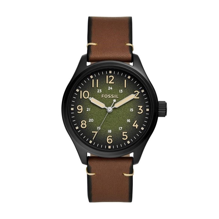 Fossil BQ2796 Easton Black IP Brown Leather Strap Watch - W10431