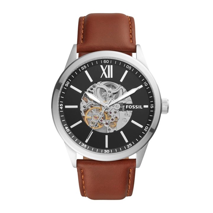 Fossil BQ2386 Flynn Automatic Tan Leather Strap Watch - W10466