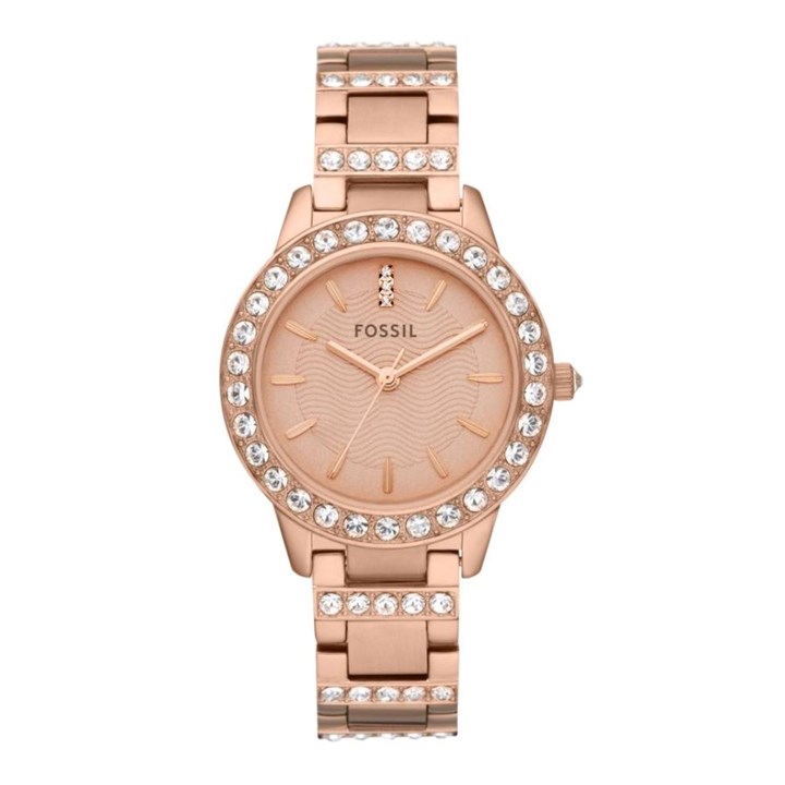 Fossil ES3020 Jesse Rose Gold Tone Stone Set Bracelet Watch - W10521