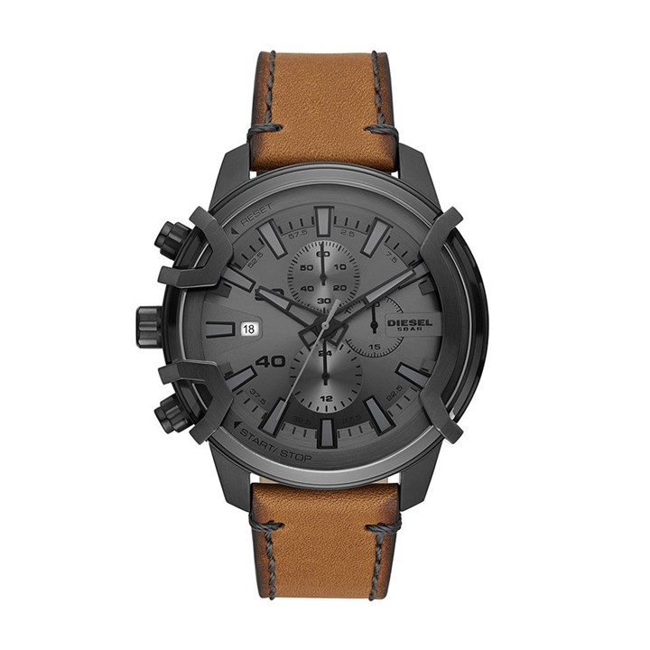 Diesel DZ4569 Griffed Brown Leather Strap Watch - W11206