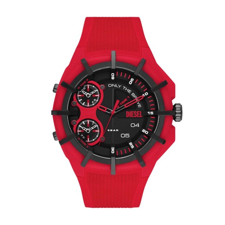 Diesel DZ1989 Framed Red Silicone Strap Watch - W11348