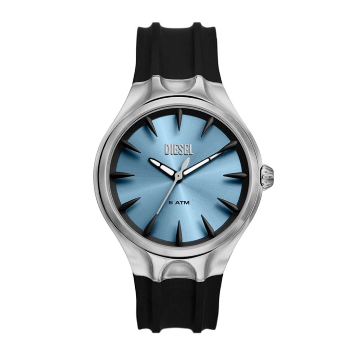 Diesel DZ2216 Streamline Stainless Steel Blue Dial Black Silicone Strap - W11375