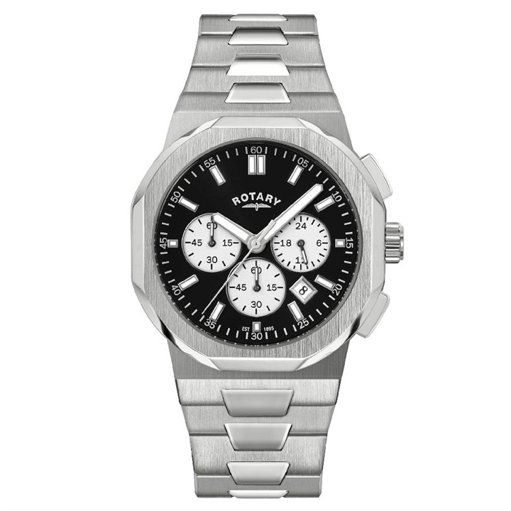 Rotary GB05450/65 Regent Chronograph Stainless Steel Black Dial Bracelet Watch - W13338