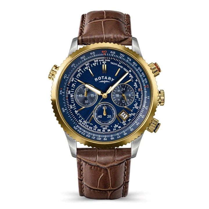 Rotary RGS10091/05 Pilot Chronograph Brown Leather Strap Watch - W13349