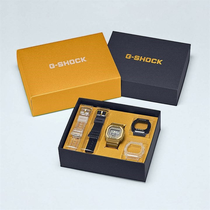 Casio G-Shock DWE-5600HG-1ER Gold Tone Watch With Interchangeable Straps - W17427