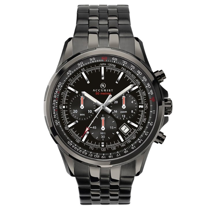 Accurist 7250.01 Black IP Chronograph Bracelet Watch - W19150