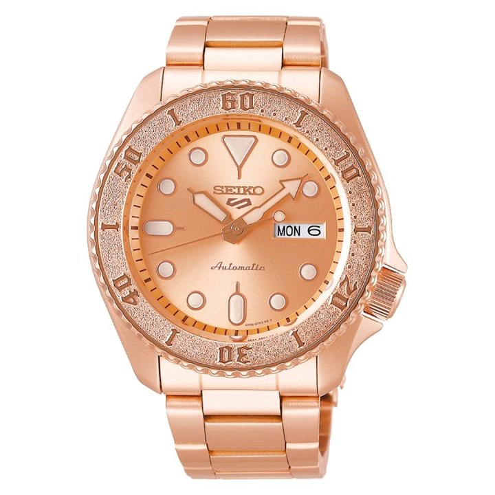 Seiko 5 Sports SRPE72K1 Rose Gold Plated Automatic Bracelet Watch - W25220