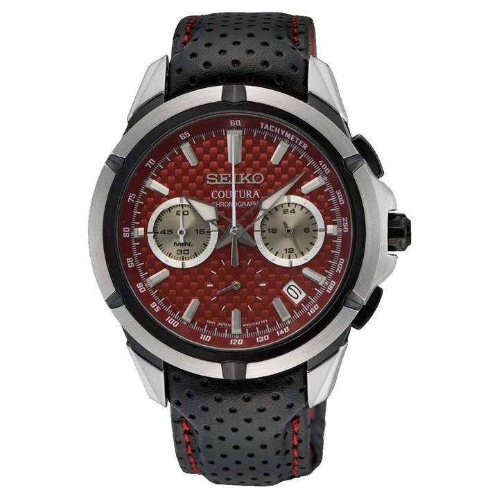Seiko Coutura SSB435P9 Black Leather Strap Watch - W25385