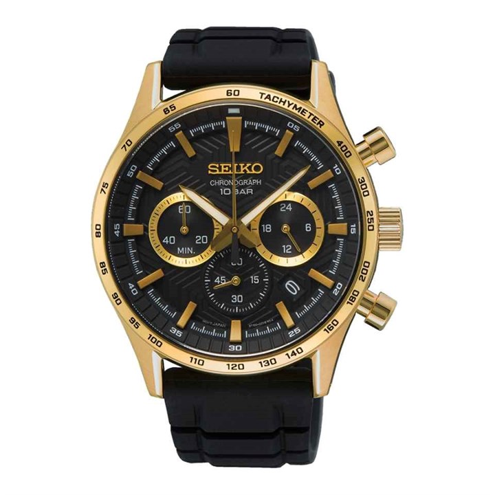 Seiko SSB446P1 Chronograph Black Silicone Strap Watch - W25484